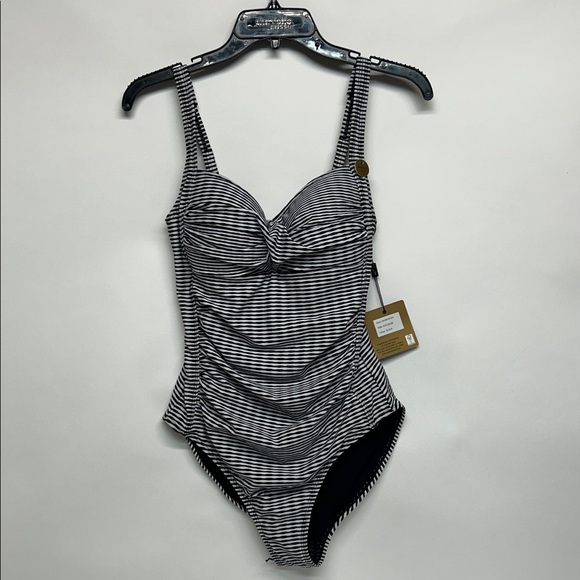 Striped One-Piece Swimsuit nip tuck, swim, size 8, black and white NWT - Picture 1 of 8